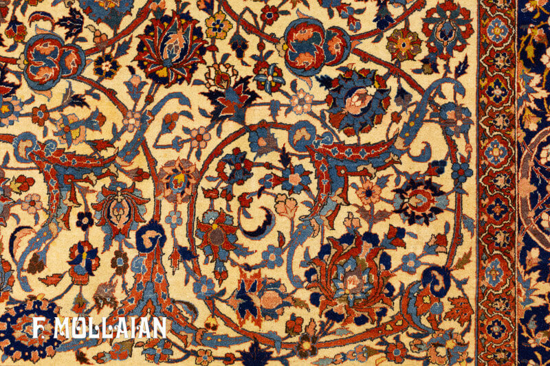 Tappeto Persiano Vintage Isfahan Trama e Ordito Di Seta n°:85039872